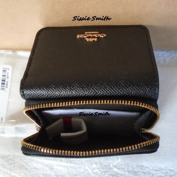 NWT COACH SMALL TRI FOLD BLACK WALLET - Picture 2 of 4